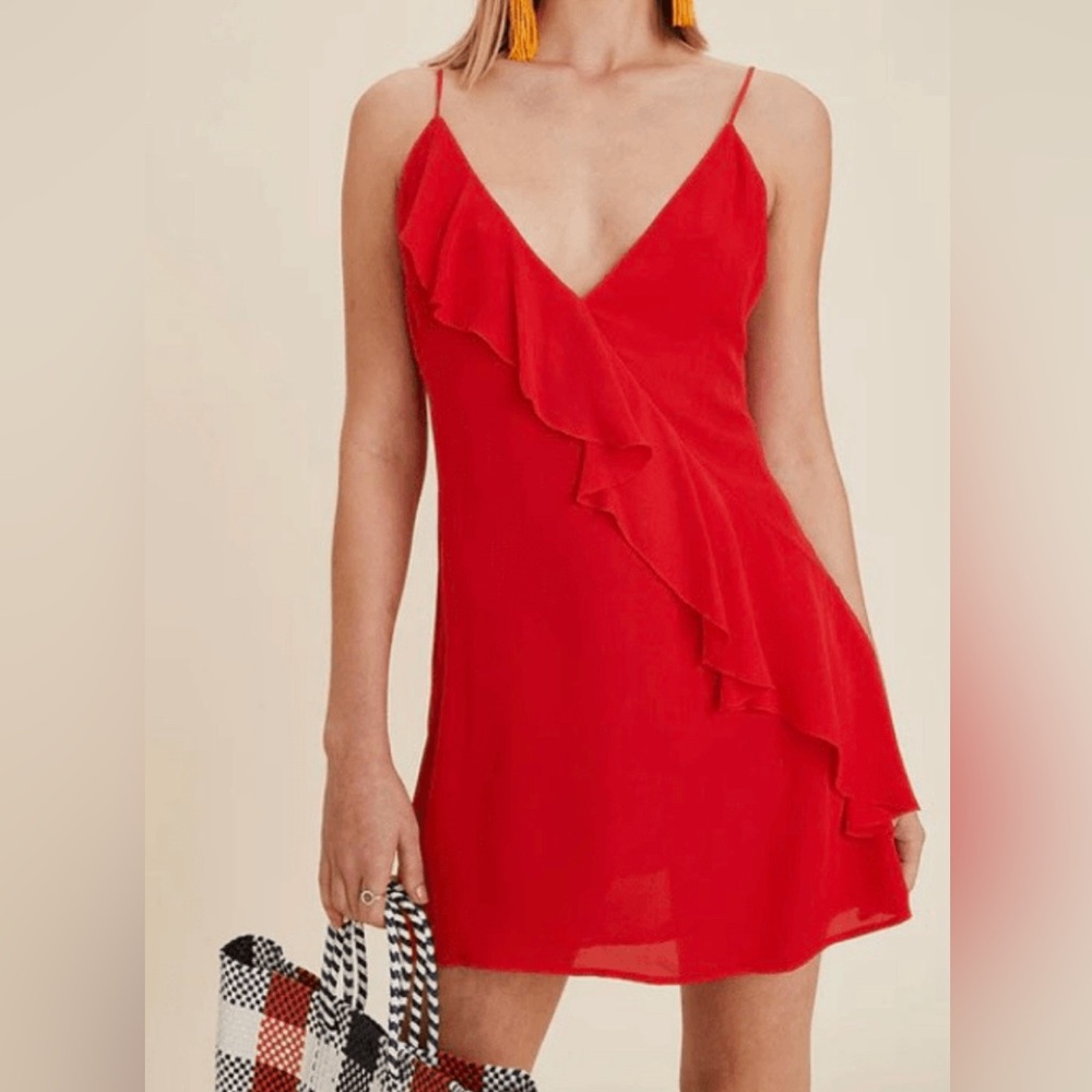 LPA Red Ruffle Dress